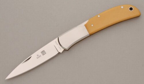 Al Mar Knives 1003 Falcon Midlock with Westinghouse Ivory Micarta handle material - Obverse Side - Item #KLC13798