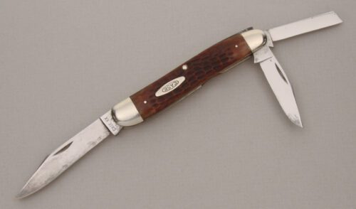 Case Cutlery 6380 Whittler with Brown Jigged Bone Scales handle material - Obverse Side - Item #KLC13815