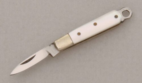 Unknown Maker Miniature Slip Joint Folder with Mother of Pearl Scales handle material - Obverse Side - Item #KLC13820