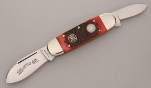 Smith & Wesson 1997 NKCA Club Sunfish Knife with Red Jigged Bone Scales handle material - Obverse Side - Item #KLC13830