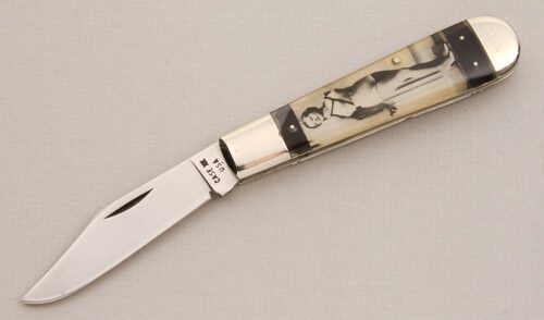 Case Cutlery HA199 1/2 Pin Up Girl Folder with Acrylic & Pictures handle material - Obverse Side - Item #KLC13850