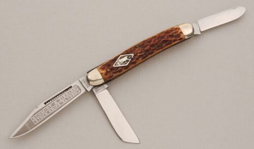Schmidt & Ziegler Stock Knife "El Toro" with Jigged Bone Scales handle material - Obverse Side - Item #KLC13851