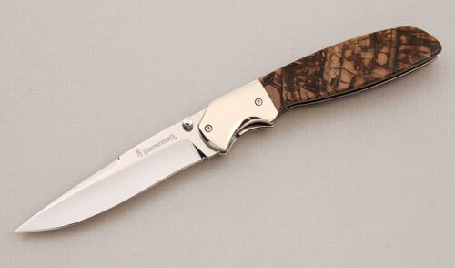 Browning Knives Visual Effects Linerlock with Petrified Mammoth Tusk Scales handle material - Obverse Side - Item #KLC13852