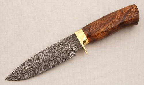 Leonard Toews Damascus Hunter with Desert Ironwood Handle handle material - Obverse Side - Item #KLC13855