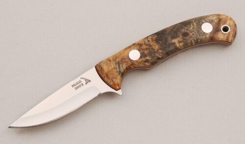 Keith Murr Small Hunter with Buckeye Burl Wood Scales handle material - Obverse Side - Item #KLC13862