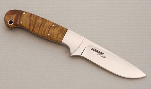 Schrade/D'Holder D'Holder Hunter with Golden Maple Burl Wood Scales handle material - Obverse Side - Item #KLC13867