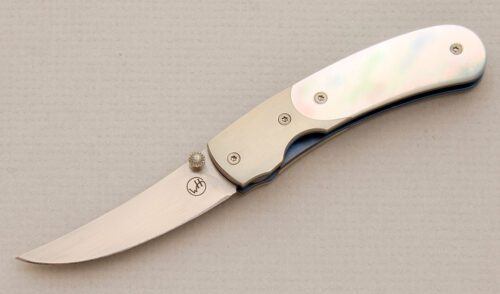 William Henry Knives T08-P Linerlock Persian Folder with Mother of Pearl Scales handle material - Obverse Side - Item #KLC13868