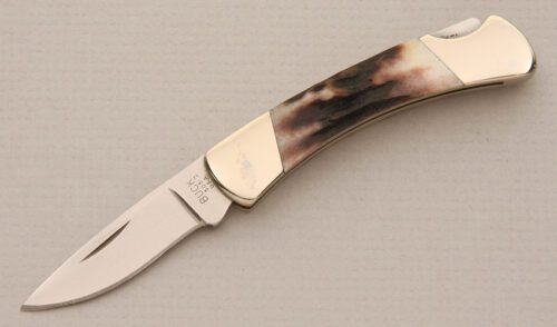 Buck Knives Model 505 Lockback with Stag Handle Scales handle material - Obverse Side - Item #KLC13872