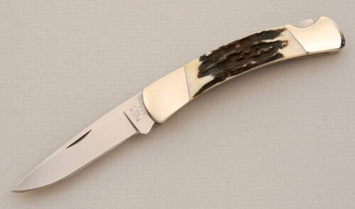 Buck Knives Model 501 Lockback with Stag Handle Scales handle material - Obverse Side - Item #KLC13873