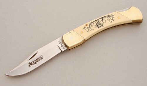 Schrade Cutlery SC507 Large Lockback Folder with Ivory Delrin Scales handle material - Obverse Side - Item #KLC13876