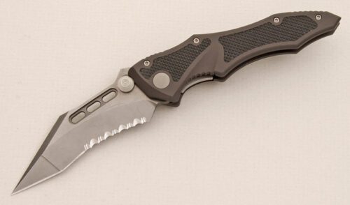 Microtech Knives Vector Manual Linerlock with Black Aluminum Frame handle material - Obverse Side - Item #KLC13888