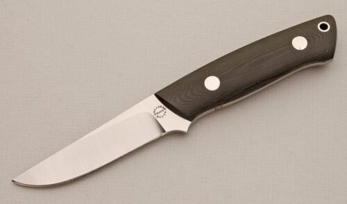 Dozier Knives Slim Outdoorsman with Black Linen Micarta Scales handle material - Obverse Side - Item #KLC13892