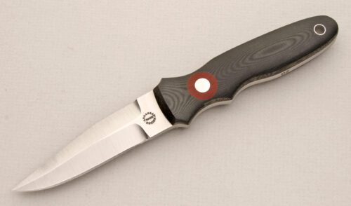 Dozier Knives Arkansas Toothpick with Black & Red Micarta Scales handle material - Obverse Side - Item #KLC13893
