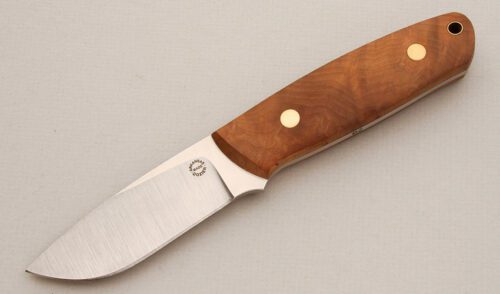 Dozier Knives Master Skinner with Maple Burl Wood Scales handle material - Obverse Side - Item #KLC13894