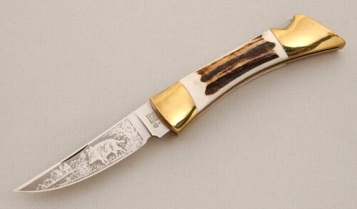 Boker Knives Lockback Folder with Brass Frame handle material - Obverse Side - Item #KLC13901