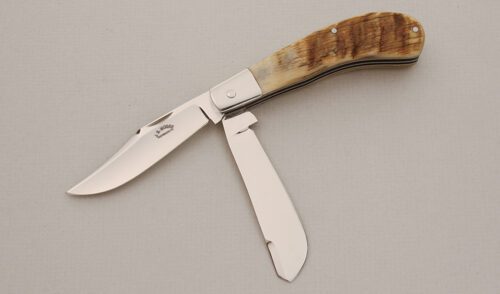 J.B. Moore Saddlehorn Trapper with Sheep Horn Handle Scales handle material - Obverse Side - Item #KLC13904