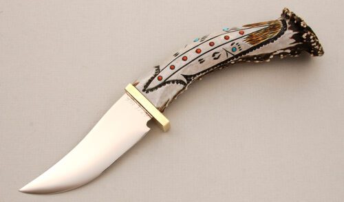 Jim Miller Custom Skinner with Stag Crown Handle handle material - Obverse Side - Item #KLC13906