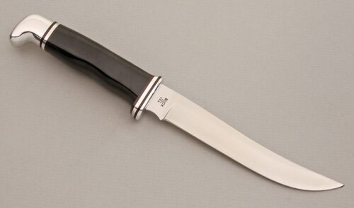 Buck Knives Model 121 Fisherman with Black Phenolic Handle handle material - Obverse Side - Item #KLC13910