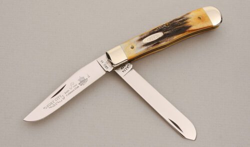 Case Cutlery Fort City Collectors Trapper with Stag Handle Scales handle material - Obverse Side - Item #KLC13916