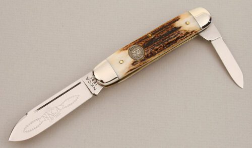 Queen Cutlery 1981 NKCA Double End Jack with Stag Handle Scales handle material - Obverse Side - Item #KLC13917