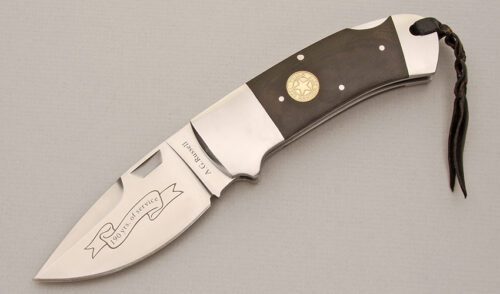 A.G. Russell 2013 Texas Ranger The Beast with Ebony Rucarta Handle Scales handle material - Obverse Side - Item #KLC13924