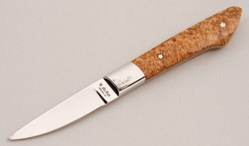 Ken McFall Bird & Trout with Amboyna Burl Wood Scales handle material - Obverse Side - Item #KLC13931