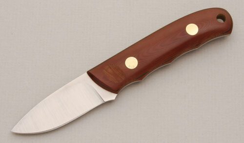 Dozier Knives Small Game Hunter with Brown Linen Micarta Scales handle material - Obverse Side - Item #KLC13933