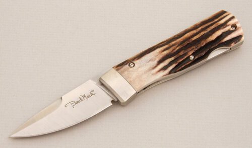 Bench Mark Knives Rolox "Diamondback" with India Stag Handle Scales handle material - Obverse Side - Item #KLC13949