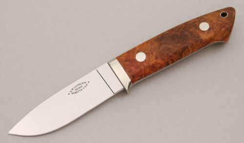 Beretta Knives Loveless Drop Point Hunter with Chinese Quince Burl Wood handle material - Obverse Side - Item #KLC13952