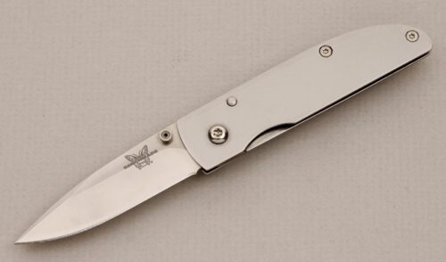 Benchmade Knives 335 Mel Pardue Framelock with Stainless Frame handle material - Obverse Side - Item #KLC13964