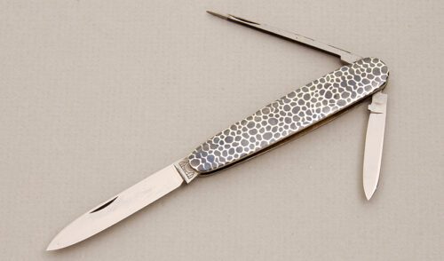 Bruckmann Knives Gents Lobster Pen Knife with Enameled German Silver Frame handle material - Obverse Side - Item #KLC13972
