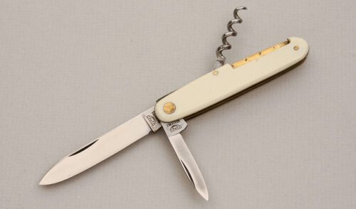 Bruckmann Knives Bartender Knife with French Ivory Scales handle material - Obverse Side - Item #KLC13976