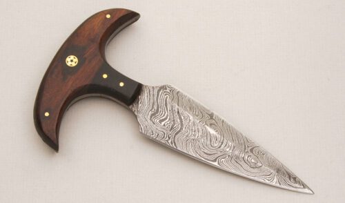 Unknown Maker Large Push Dagger with Rosewood Handle Scales handle material - Obverse Side - Item #KLC13979
