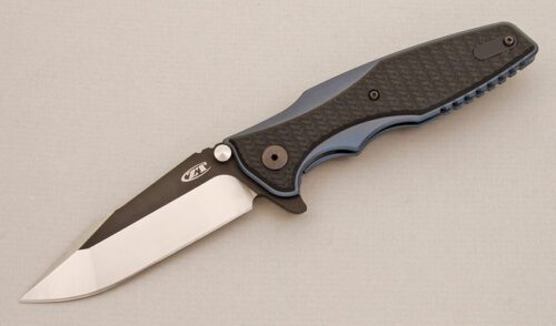 Zero Tolerance Knives 0393 Rick Hinderer Flipper with Blue Anodized Titanium Frame handle material - Obverse Side - Item #KLC13992