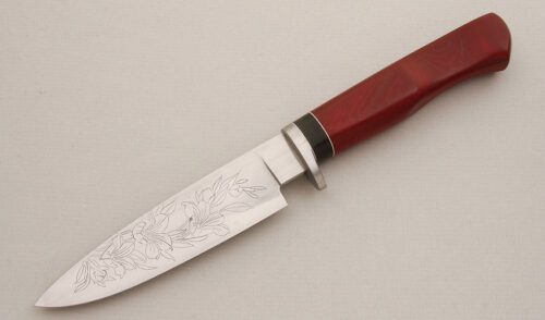 Corey Dunlap Hunter with Contoured Red Micarta Handle handle material - Obverse Side - Item #KLC13993