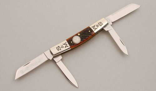 Schatt & Morgan 2005 NKCA Club Congress Folder with Brown Jigged Bone Scales handle material - Obverse Side - Item #KLC14002