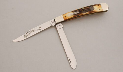 Case Cutlery 1995 NKCA Large Trapper with Stag Handle Scales handle material - Obverse Side - Item #KLC14008