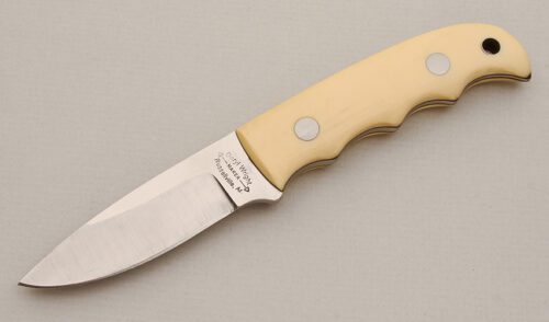 Deryl Wright Utility Knife with Ivory Micarta handle material - Obverse Side - Item #KLC14026