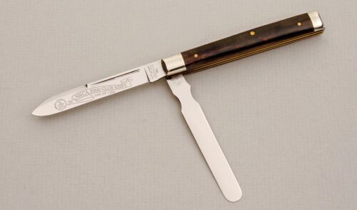 Schatt & Morgan 2000 NKCA Physicians Knife with Smooth Brown Bone handle material - Obverse Side - Item #KLC14047