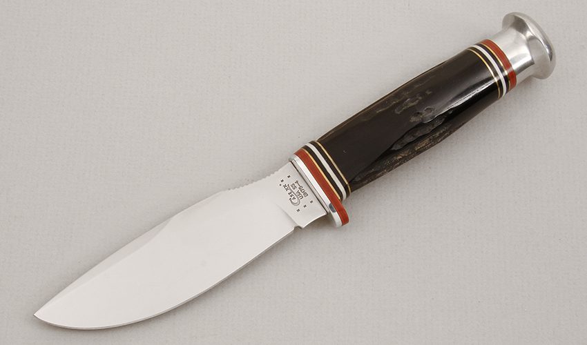 Case Cutlery Case Drop Point Buffalo Horn with Black Buffalo Horn handle material - Obverse Side - Item #KLC14051