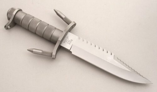 Buck Knives 184 Buckmaster Survival with Hollow Stainless Handle handle material - Obverse Side - Item #KLC14054