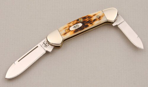 Case Cutlery 2003 Case Baby Butterbean with Amber Stag Scales handle material - Obverse Side - Item #KLC14059
