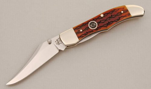 Case Cutlery Case 61265LC Folding Hunter with Amber Jigged Bone handle material - Obverse Side - Item #KLC14060