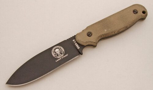 ESEE Knives Esee Laser Strike with Canvas Micarta handle material - Obverse Side - Item #KLC14062