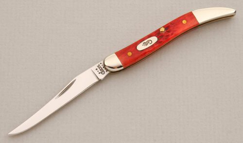 Case Cutlery Case Toothpick with Dark Red Jigged Bone handle material - Obverse Side - Item #KLC14071