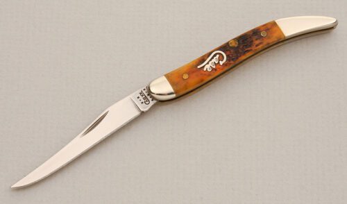 Case Cutlery Case Texas Toothpick with Autumn Jigged Bone handle material - Obverse Side - Item #KLC14074