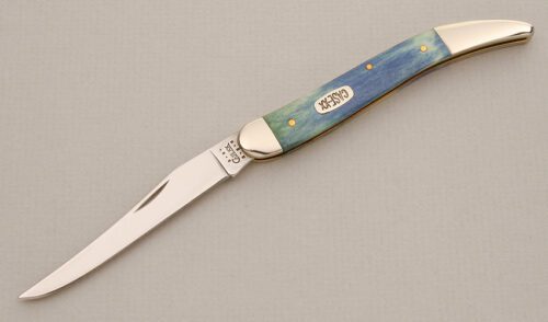Case Cutlery Case Medium Toothpick with Blue Smooth Bone handle material - Obverse Side - Item #KLC14076