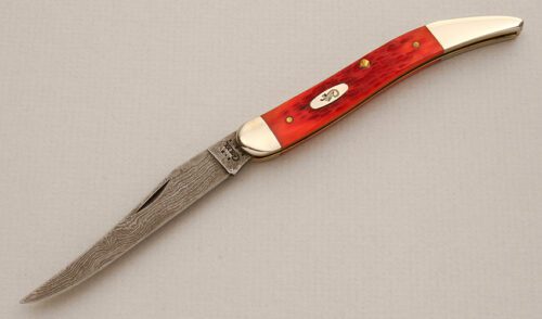 Case Cutlery Case Medium Toothpick with Red Jigged Bone handle material - Obverse Side - Item #KLC14077