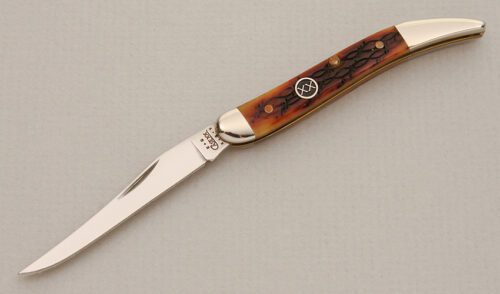 Case Cutlery Case Toothpick with Barbed Wire Jigged Bone handle material - Obverse Side - Item #KLC14078