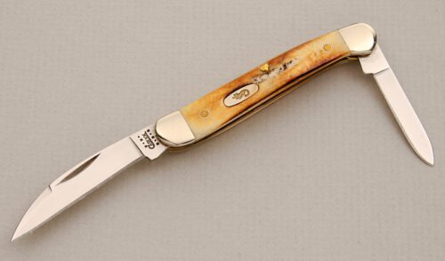 Case Cutlery Case Mini Copperhead with Burnt Stag handle material - Obverse Side - Item #KLC14081
